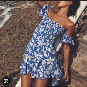 Zara Blue Floral Off-Shoulder Summer Dress, NWT, Women’s Size XL